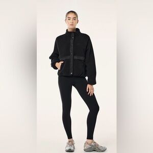 P.E Nation technique quilted Sherpa fleece jacket snaps black medium